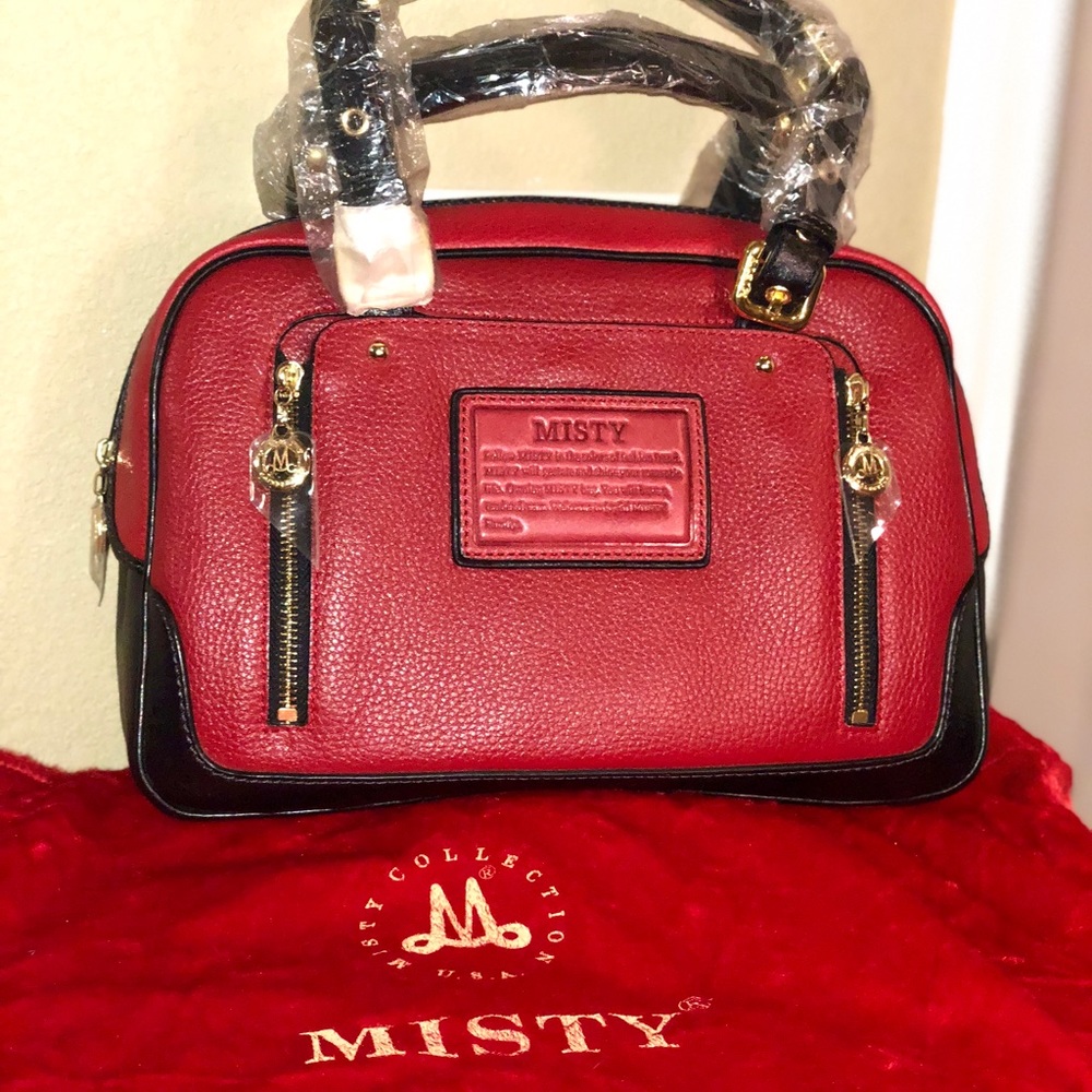 NWT MISTY Red Pebbled Leather Satchel Handbag